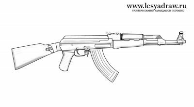 Как нарисовать АК-47 карандашом поэтапно