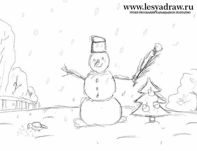 Рисунки о зиме рисовать по этапу 3 класс