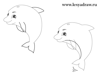 Как нарисовать мультяшного дельфина
