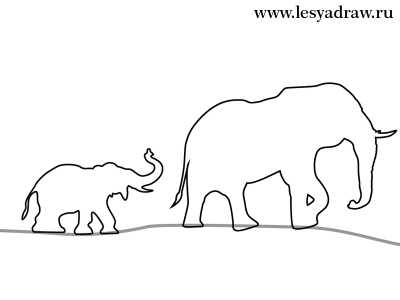 Как нарисовать африканский пейзаж, как нарисовать африканский закат, как нарисовать слонов