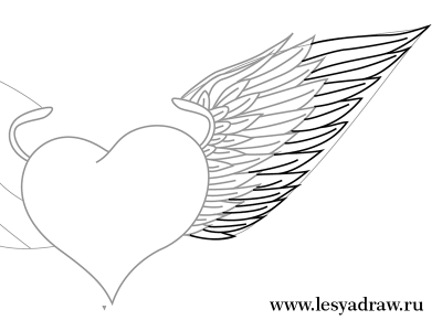 Как нарисовать сердце с крыльями