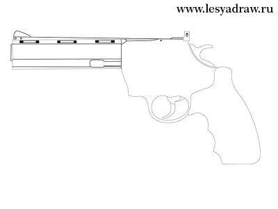 Как нарисовать револьвер карандашом поэтапно