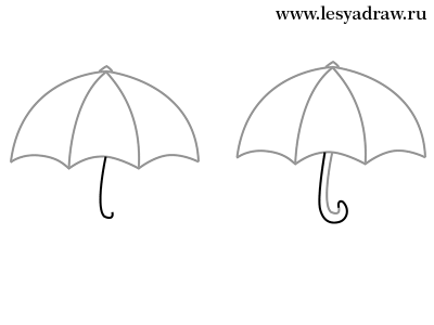 Как нарисовать зонтик поэтапно карандашом