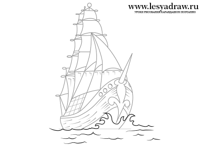 Как нарисовать корабль карандашом поэтапно