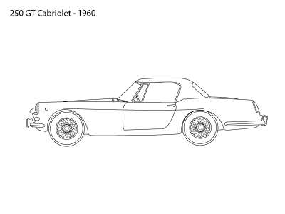 как нарисовать Феррари 250 GT кабриолет