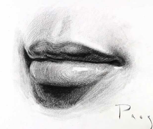 Как нарисовать губы карандашом поэтапно