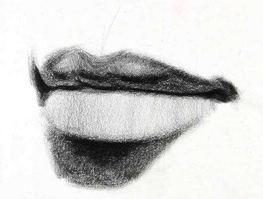Учимся рисовать губы простым карандашом поэтапно