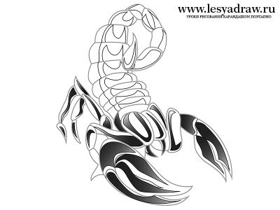 Как нарисовать скорпиона карандашом поэтапно тату