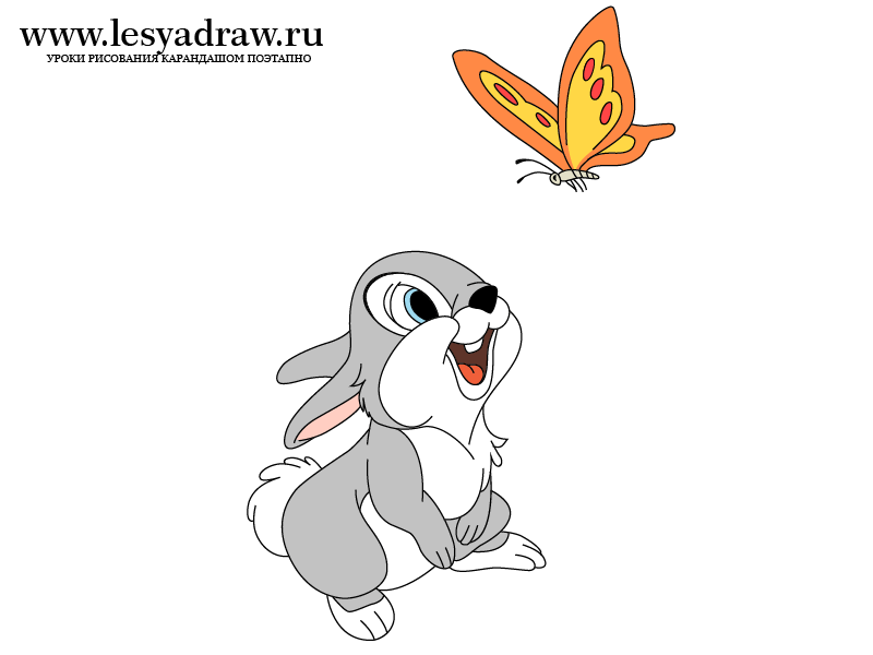 Как нарисовать зайчика с бабочкой