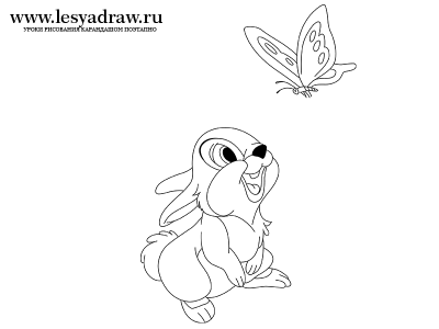 Как нарисовать милого зайчика с бабочкой