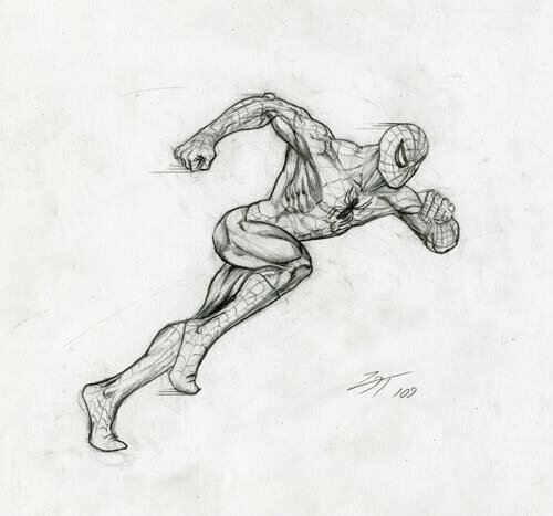 Как нарисовать человека паука в движении
