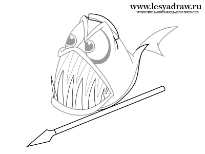 Как нарисовать рыбу пиранью поэтапно