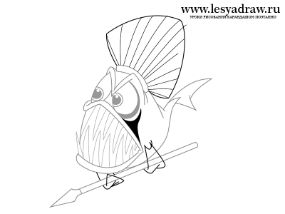 Как нарисовать рыбу пиранью