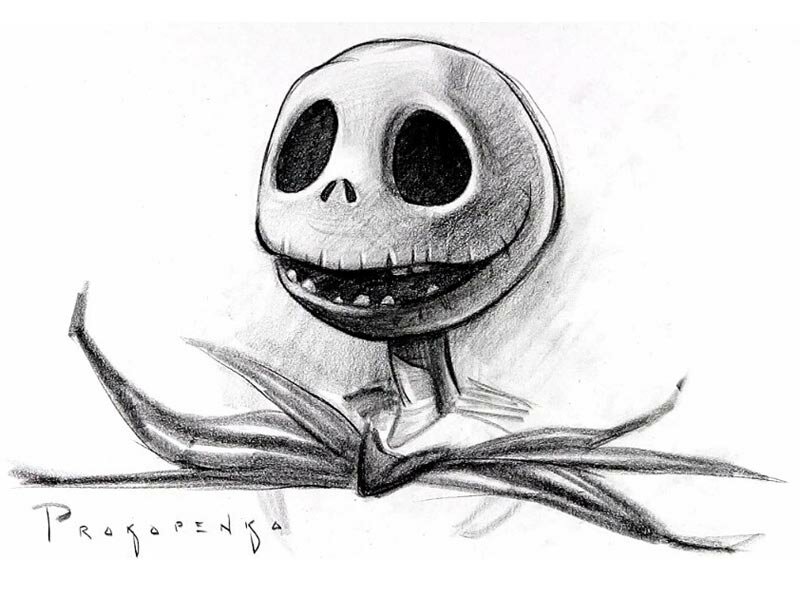 Как нарисовать череп на Хэллоуин карандашом поэтапно