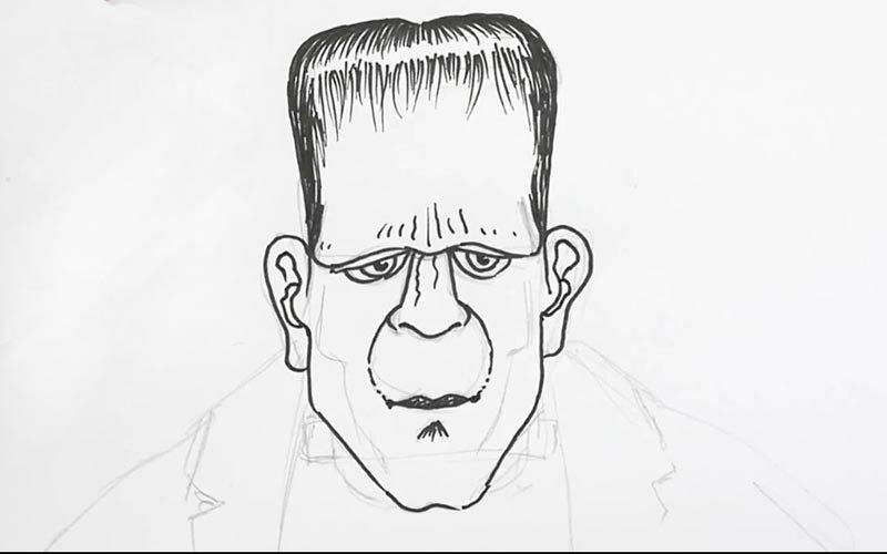 Как нарисовать Франкенштейна карандашом поэтапно