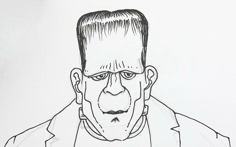 Как рисовать Франкенштейна карандашом поэтапно