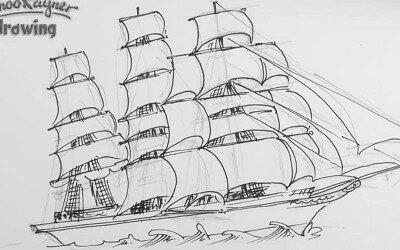 Как нарисовать корабль с парусами