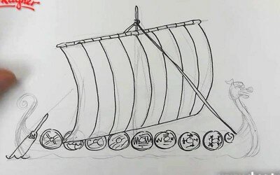 Как нарисовать судно поэтапно