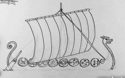 Как арисовать корабль викингов карандашом поэтапно