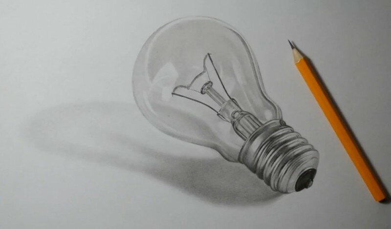 Как нарисовать лампочку карандашом