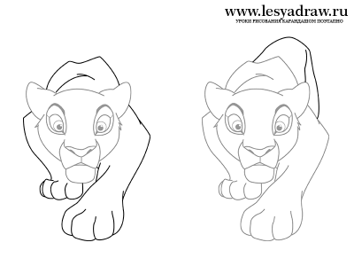 Как нарисовать львицу Налу поэтапно