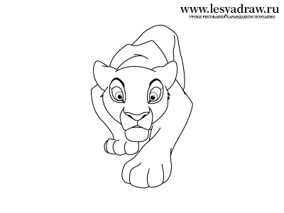 Как нарисовать львицу Налу карандашом поэтапно