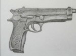 Как нарисовать пистолет карандашом поэтапно