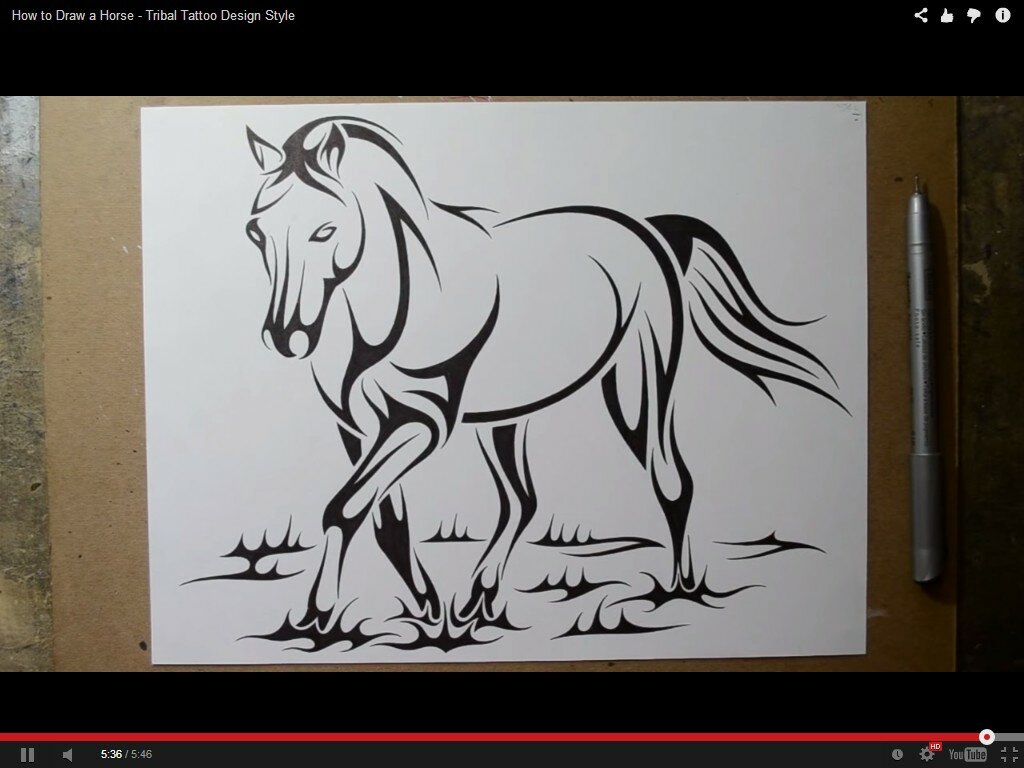 Как нарисовать лошадь поэтапно тату