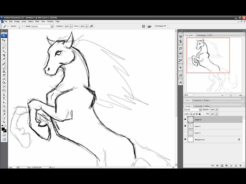 Как нарисовать лошадь на дыбах