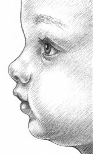 Как нарисовать лицо ребенка карандашом 