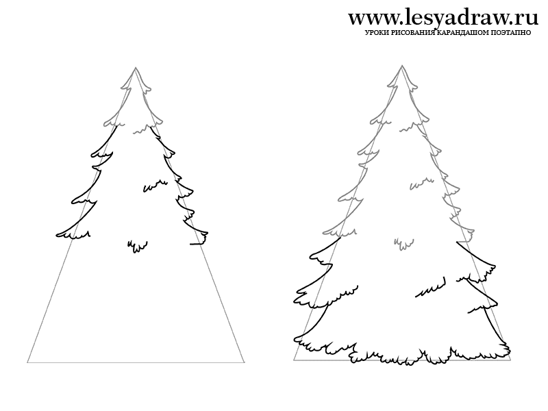 Как нарисовать елку карандашом поэтапно