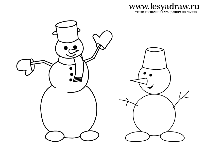 Как нарисовать снеговика, снежную бабу