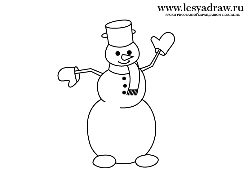 Как нарисовать снеговика 