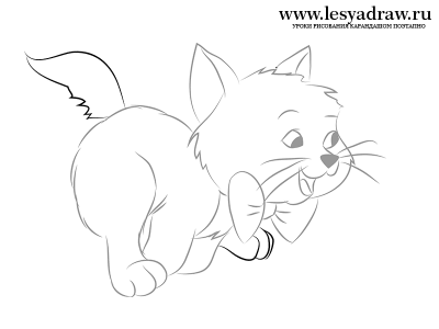 Как рисовать котенка с бантиком