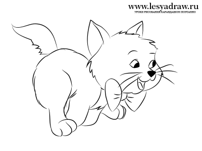 Как нарисовать котенка с бантиком