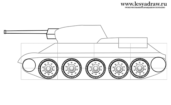 Как нарисовать Т-34 карандашом