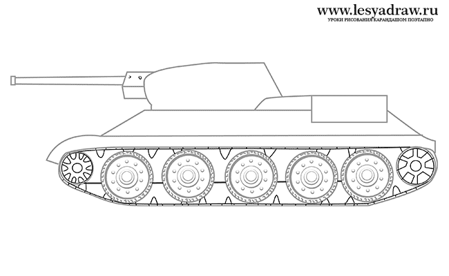 Как нарисовать Т-34 поэтапно