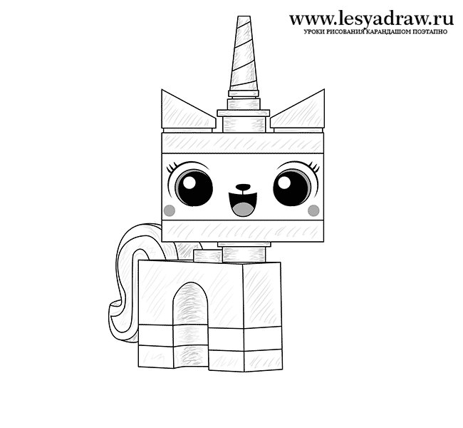 Как нарисовать лего кошку - Юникитти из мф Лего