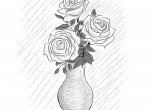 Как нарисовать букет роз в вазе карандашом поэтапно
