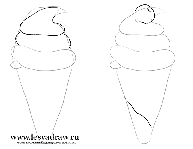 Как нарисовать мороженое поэтапно карандашом