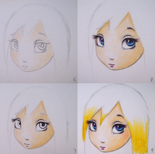 Как нарисовать лицо цветными карандашами