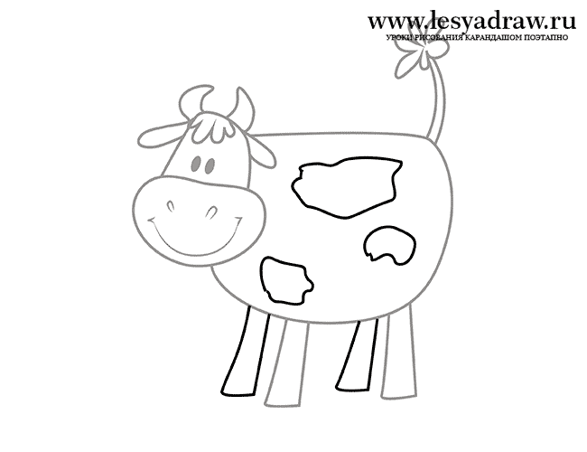 Как нарисовать корову для детей