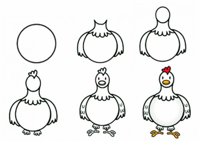 Как нарисовать курицу ребенку