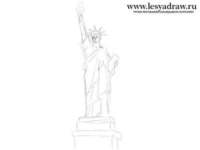 Как нарисовать статую Свободы карандашом поэтапно
