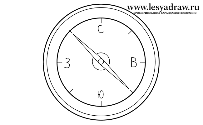 Как нарисовать компас карандашом поэтапно