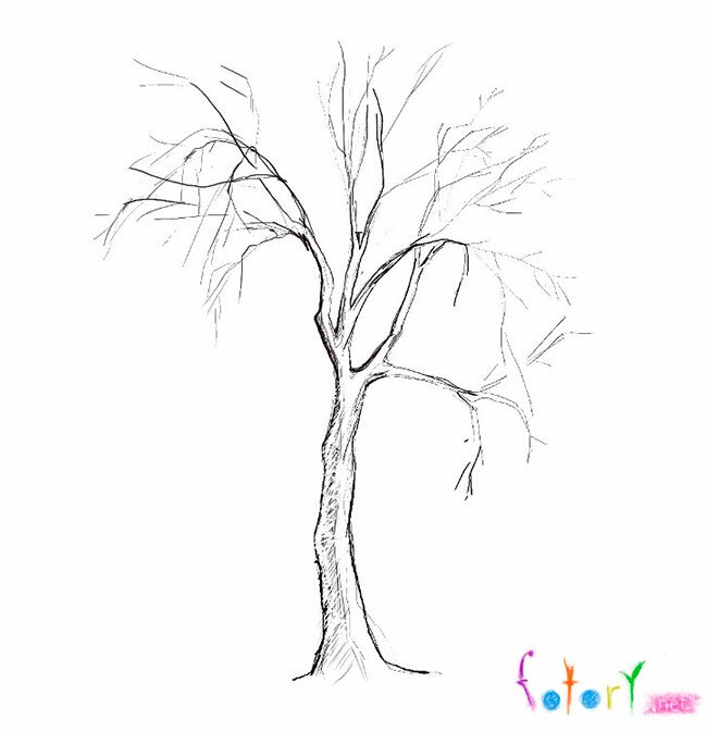 Как нарисовать дерево зимой