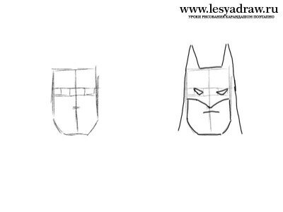 Как нарисовать голову Бэтмена