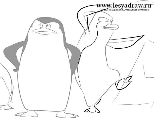 Как нарисовать пингвинов из Мадагаскара карандашом 
