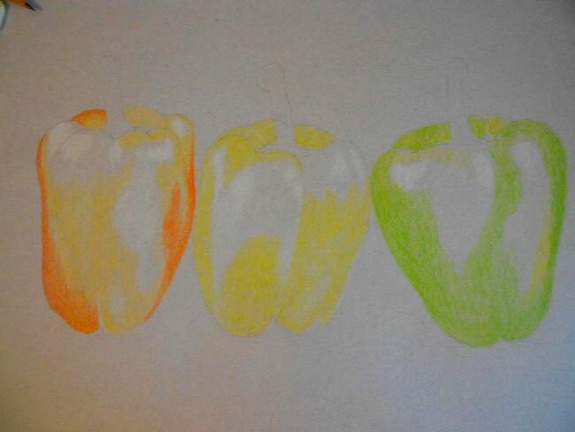 Рисуем перец. Урок рисования цветными карандашами