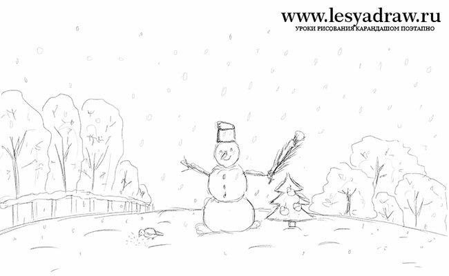 Детский рисунок зимы